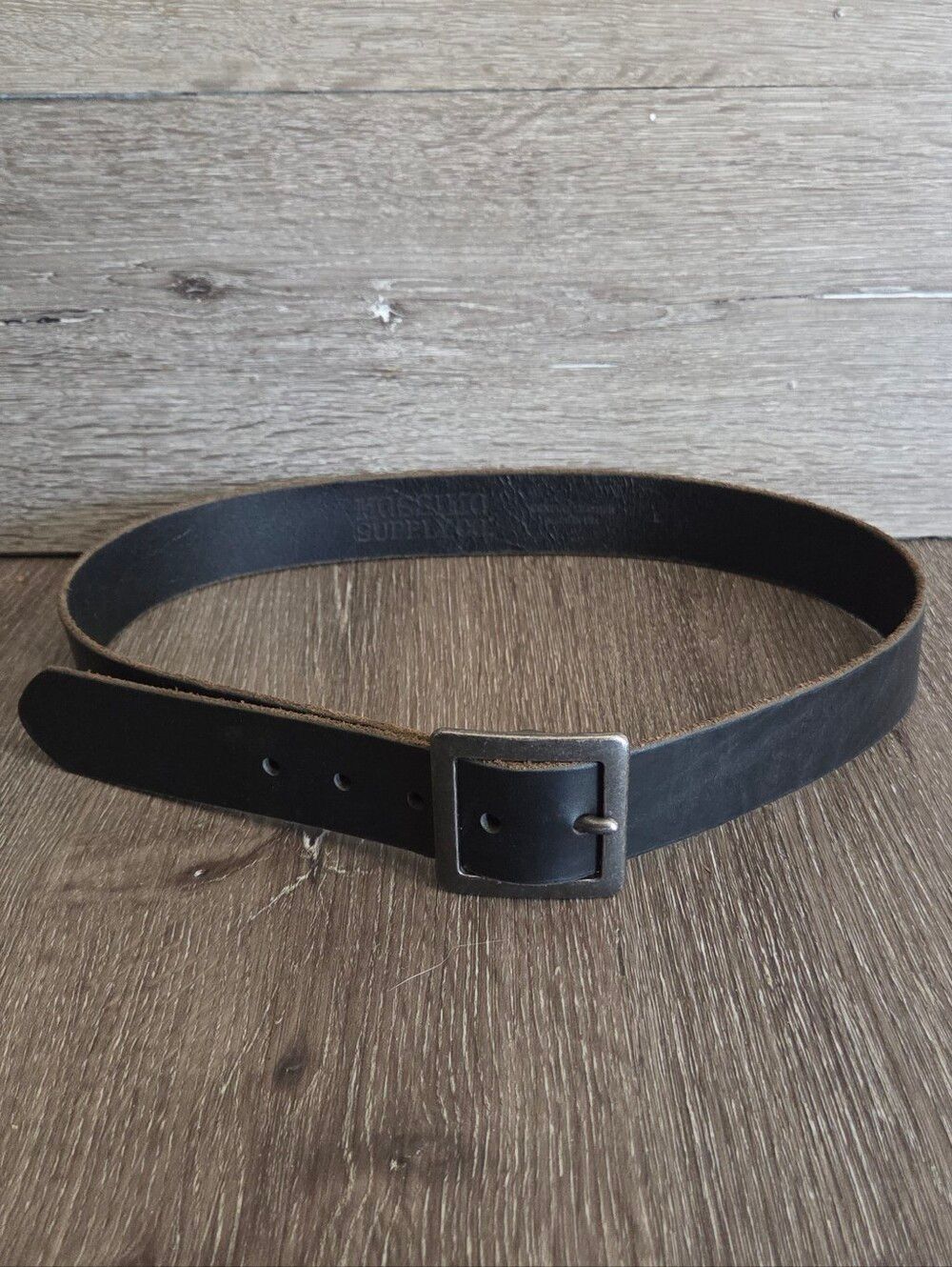 Mossimo Black Leather Belt with Square Metal Buckle Large